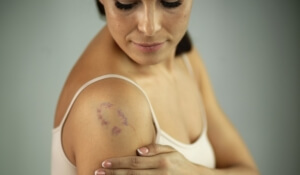 Подкожная гематома бурого цвета